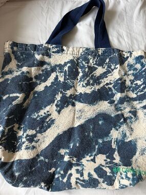 H&M Navy and Cream Abstract Canvas Tote